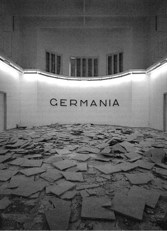Hans Haacke, "Germania"
Interior view of the German Pavilion, Biennale de Venezia 1993
©Roman Mensing / artdoc.de
Source: http://www.artdoc.de/html/venedig1_2.html