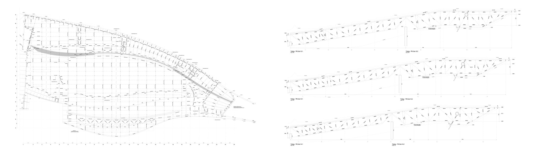 Structural plan of the rooftop and profile of trusses