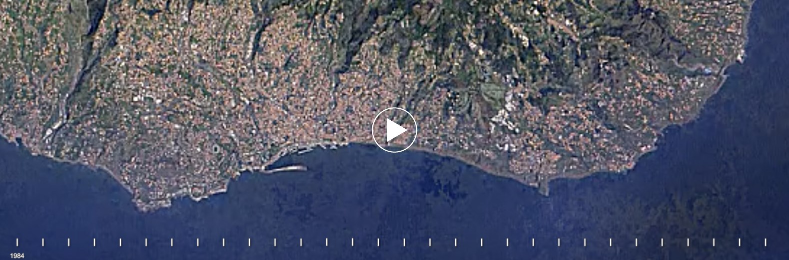 Timelapse da cidade do Funchal, com a evolução urbana entre 1984 e 2016
