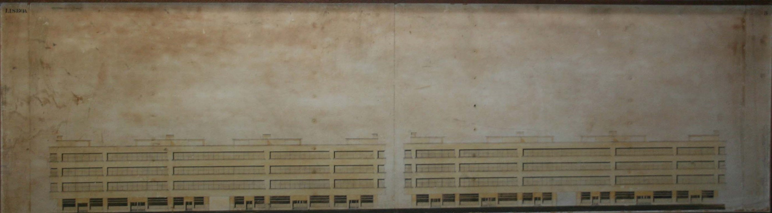 Proposta de requalificação da Praça do Rossio, M. Rocha Castilho, 1934, lápis e aguarela s/ cartolina (MC.DES.4391)