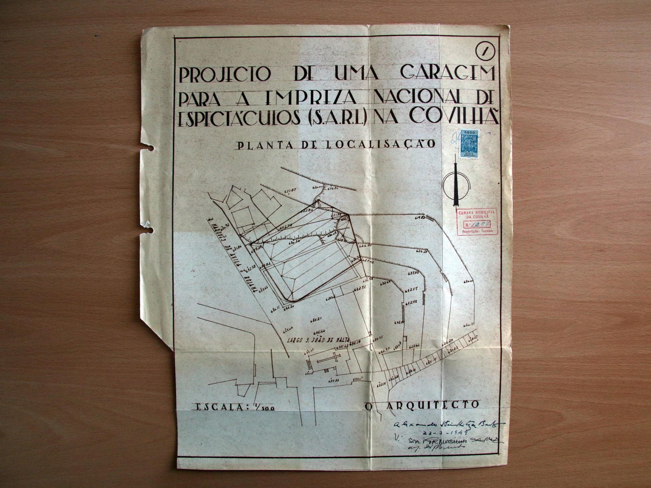 Garagem de São João - planta de localização (1949) 
© Arquivo Municipal da Covilhã