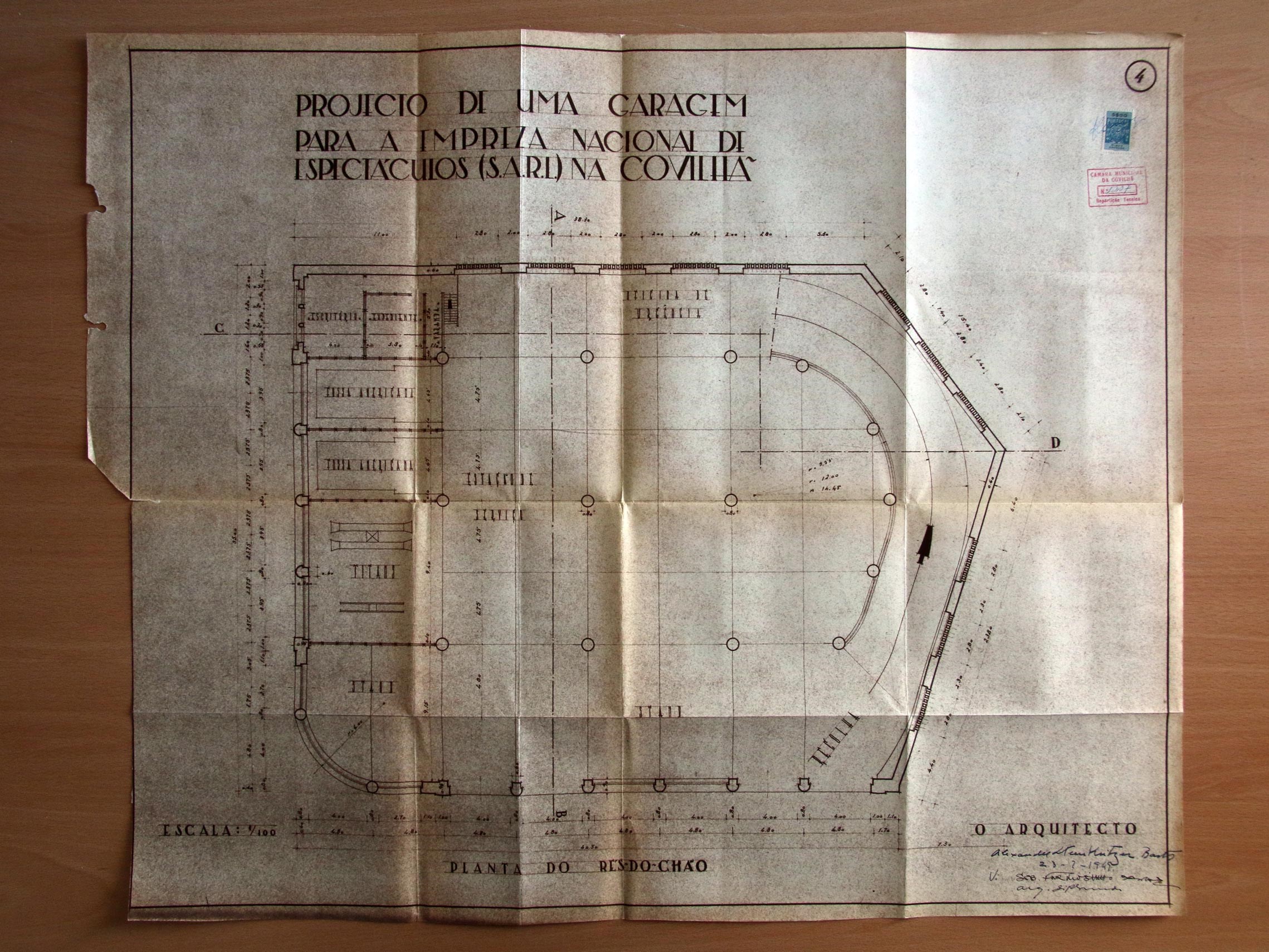 Garagem de São João - planta do piso 0 (1949) 
© Arquivo Municipal da Covilhã